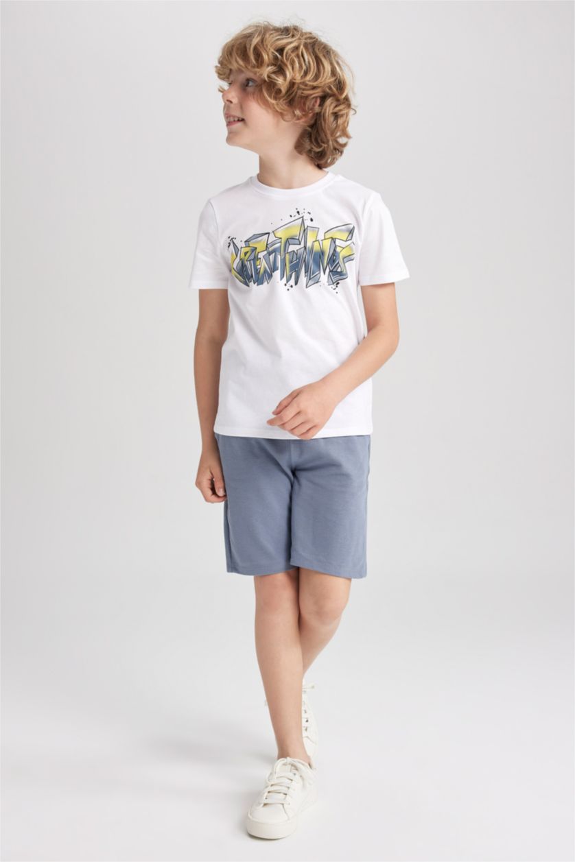 BOYS & TEENS White Boy Short Sleeved 2-piece Set
