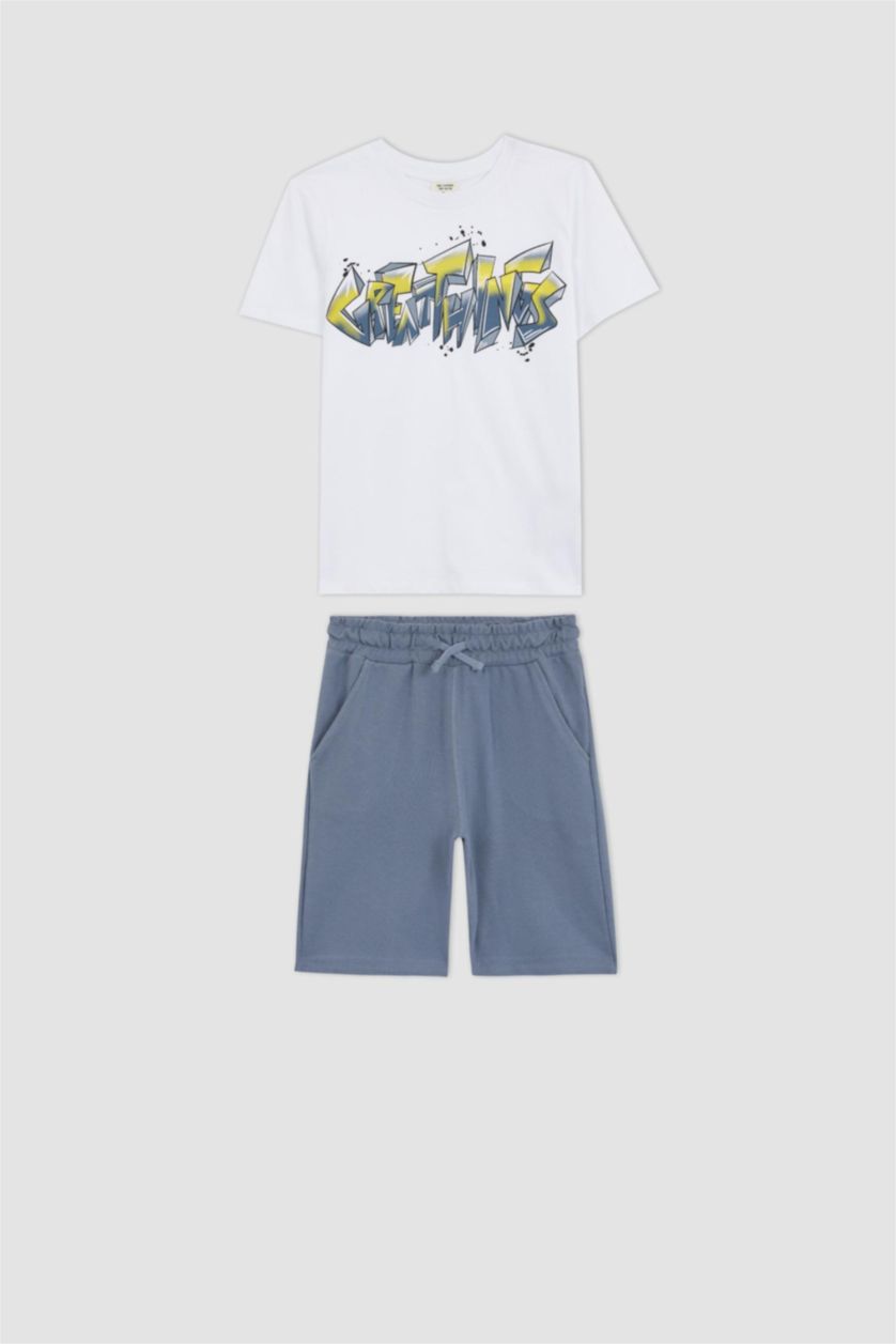 BOYS & TEENS White Boy Short Sleeved 2-piece Set