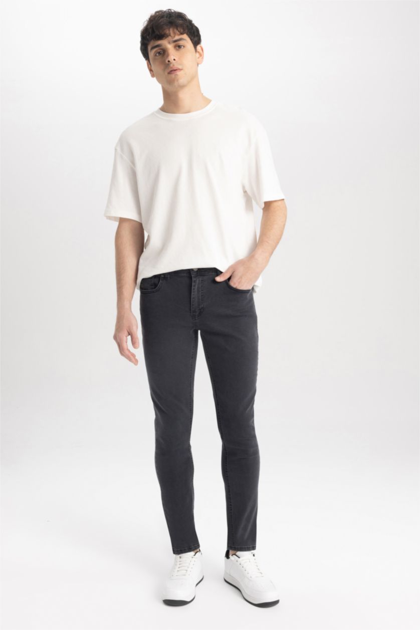 MAN Anthracite Pedro Slim Fit Slim Fit Normal Waist Narrow Leg Jeans