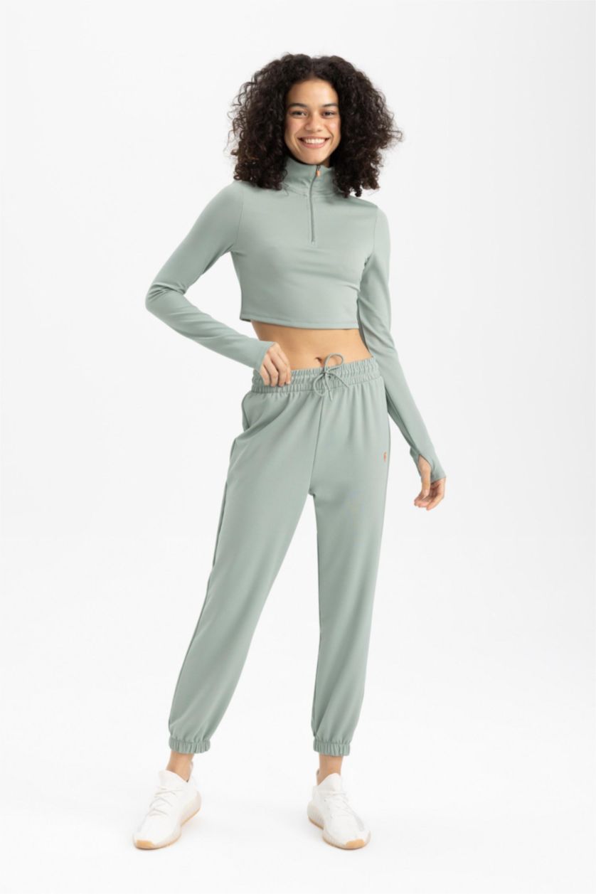 نساء أخضر Standard Fit Trousers