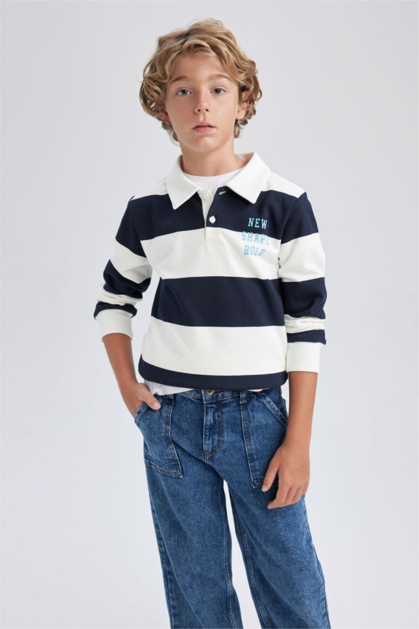 أولاد بيج فاتح سويت شيرت ولادي قصة عادية بياقة بولو