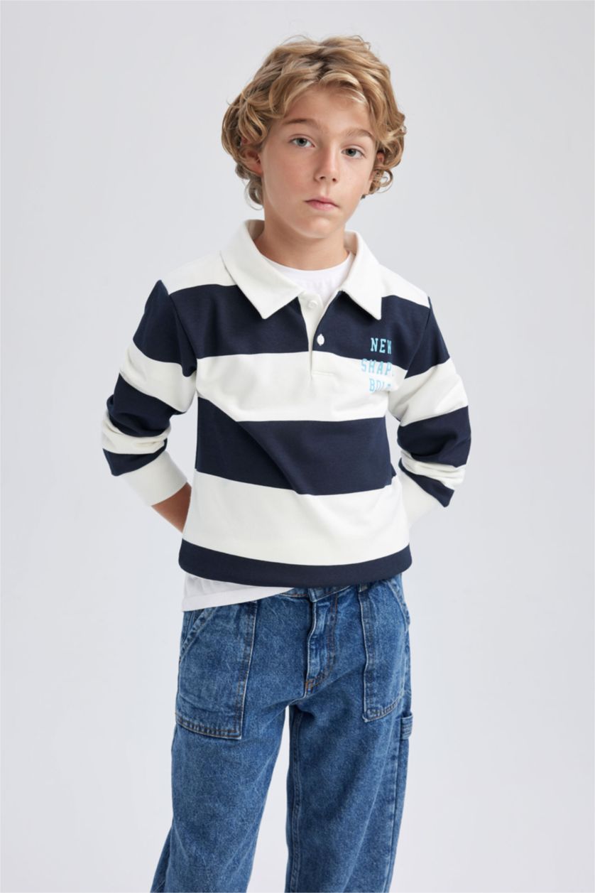 أولاد بيج فاتح سويت شيرت ولادي قصة عادية بياقة بولو