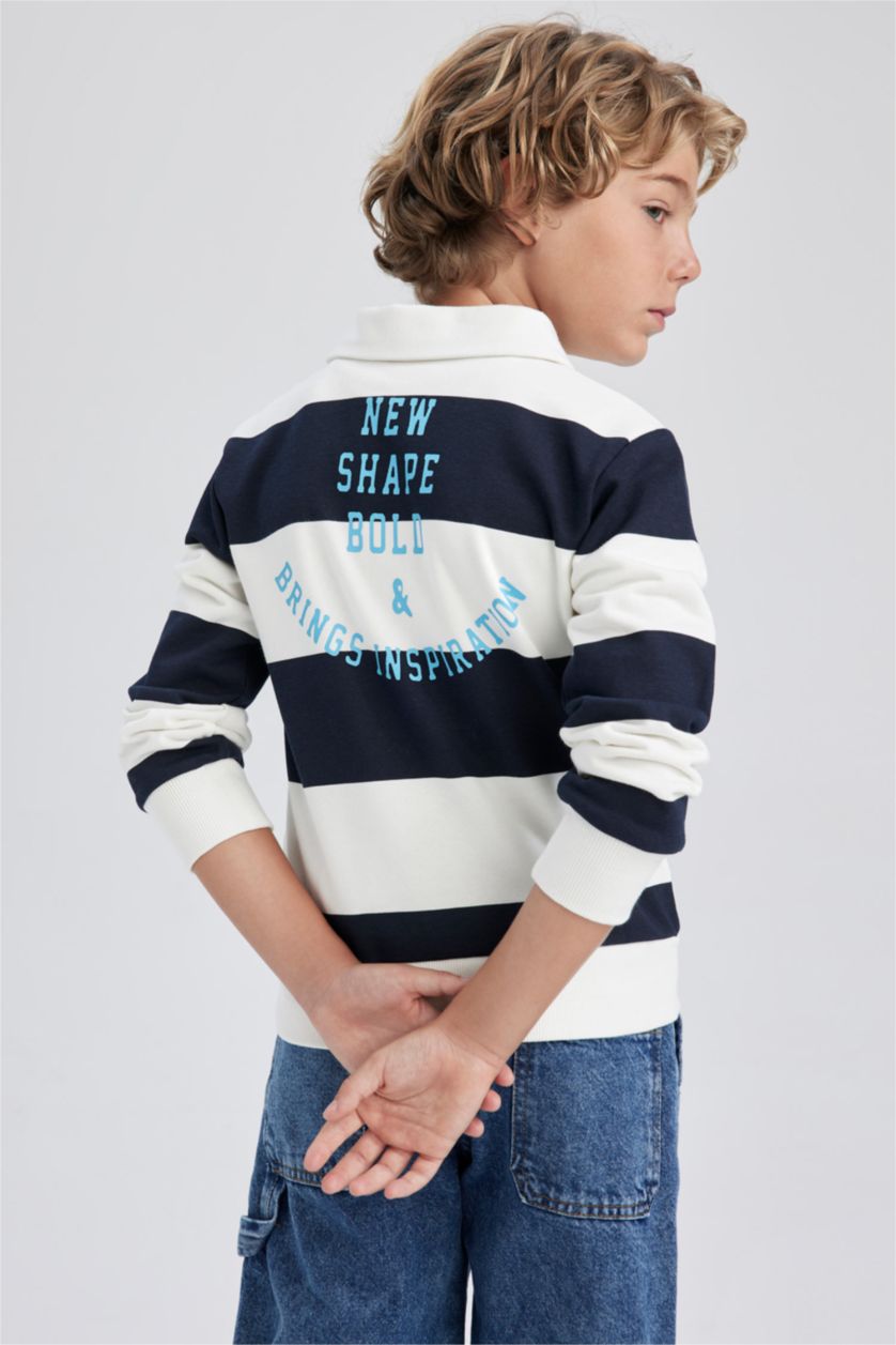 أولاد بيج فاتح سويت شيرت ولادي قصة عادية بياقة بولو