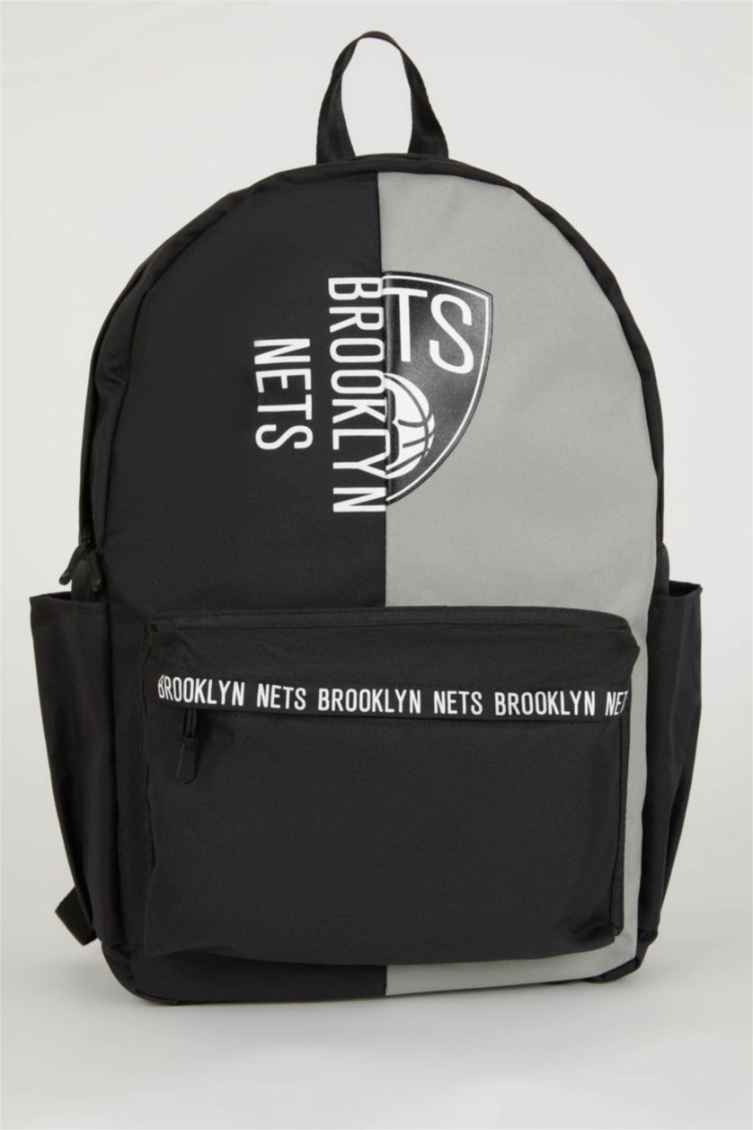 Erkek Karma Unisex NBA Brooklyn Nets Su İtici Kumaş Okul Çantası
