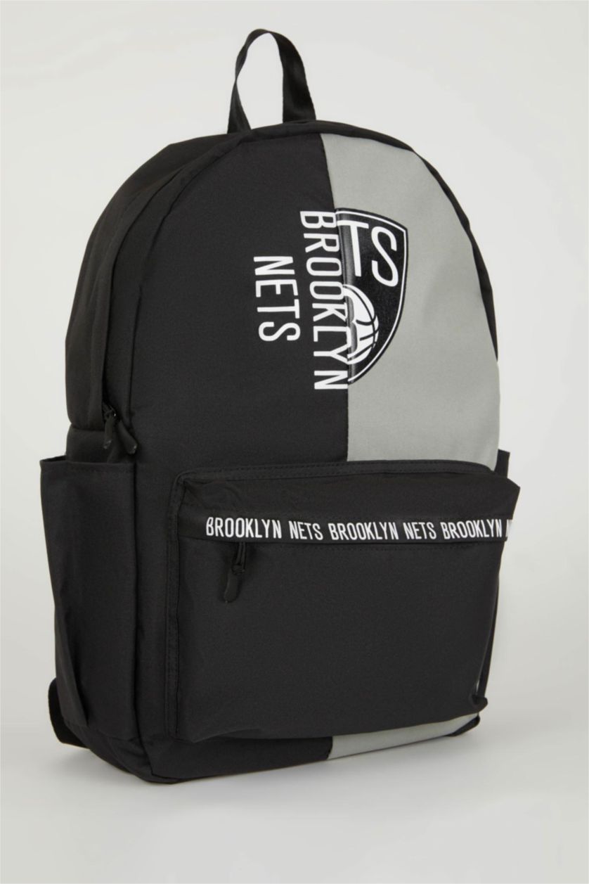 Erkek Karma Unisex NBA Brooklyn Nets Su İtici Kumaş Okul Çantası