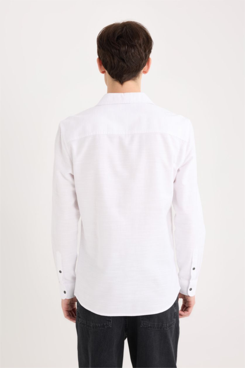 Erkek Beyaz %100 Pamuk Slim Fit Gömlek
