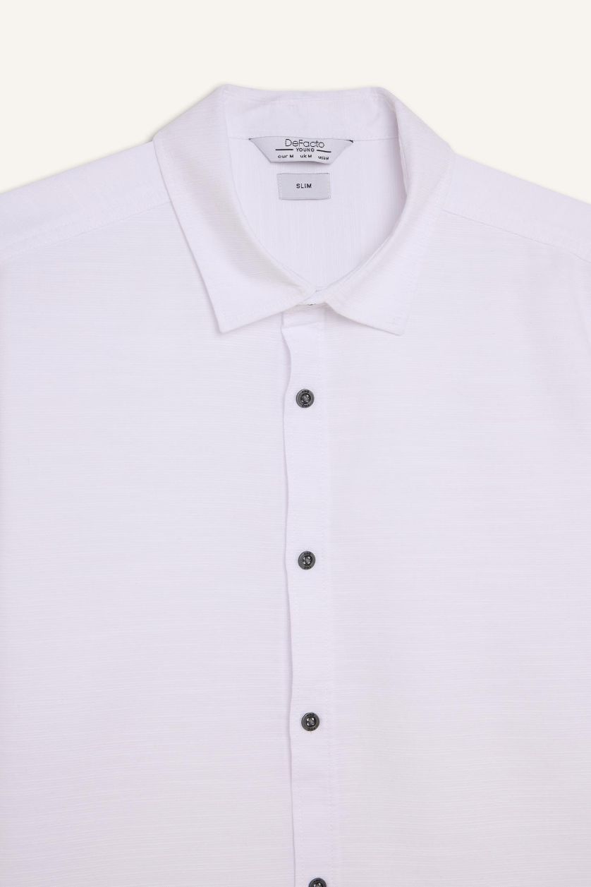 Erkek Beyaz %100 Pamuk Slim Fit Gömlek