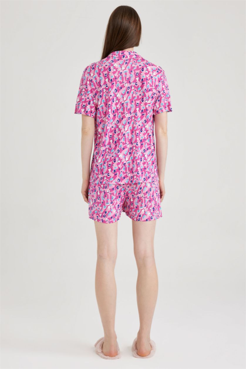 WOMAN Dark Pink Fall in Love Regular Fit Patterned Short Sleeve Pyjamas Set