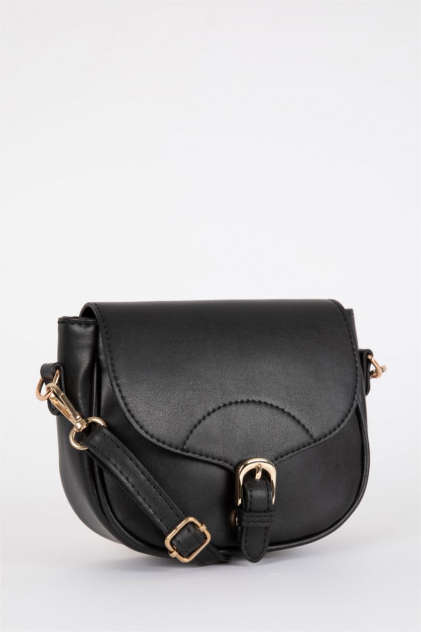 WOMAN Black Women Faux Leather Crossbody Bag