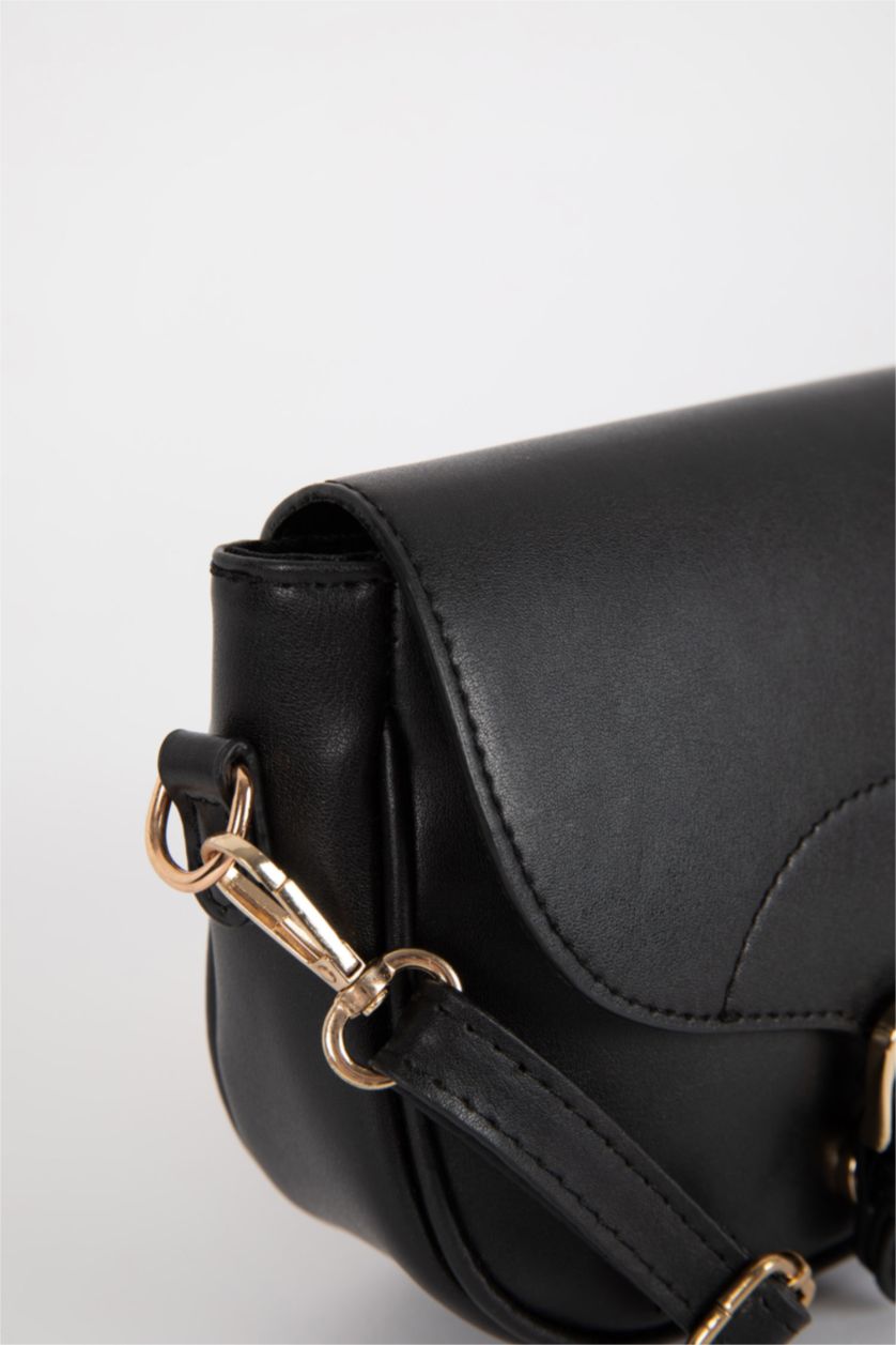 WOMAN Black Women Faux Leather Crossbody Bag