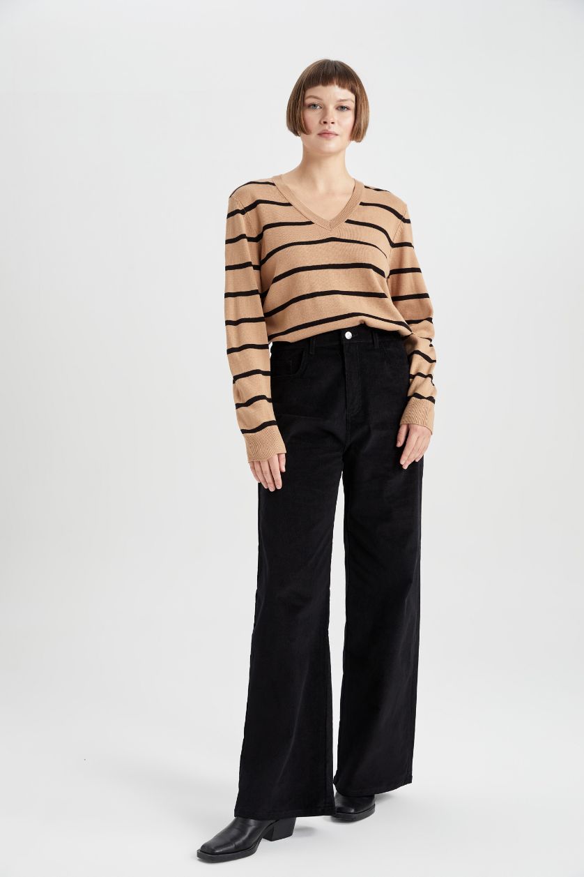 Kadın Siyah Yüksek Bel Wıde Leg Pantolon