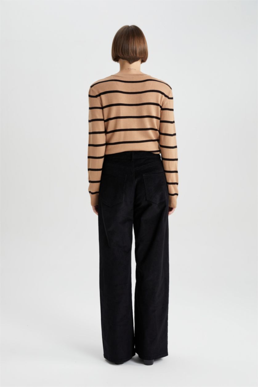 Kadın Siyah Yüksek Bel Wıde Leg Pantolon