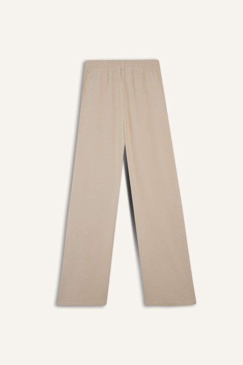 Woman Vison Straight Fit High Waist Wide Leg Corduroy Trousers