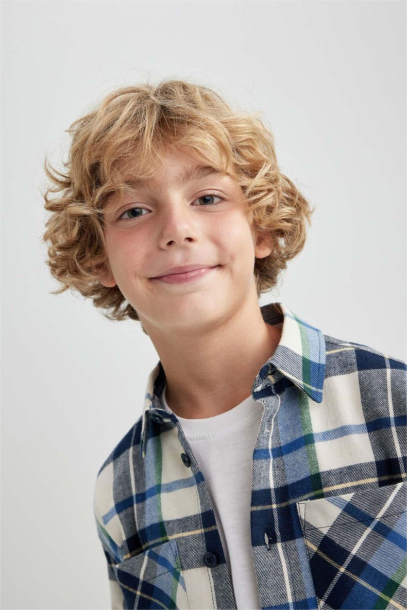 GARÇONS Marin Chemises à manches longues Flanelle Col Polo Garçon