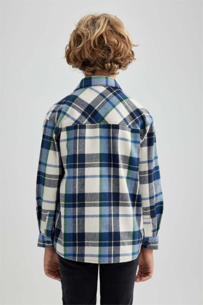 GARÇONS Marin Chemises à manches longues Flanelle Col Polo Garçon