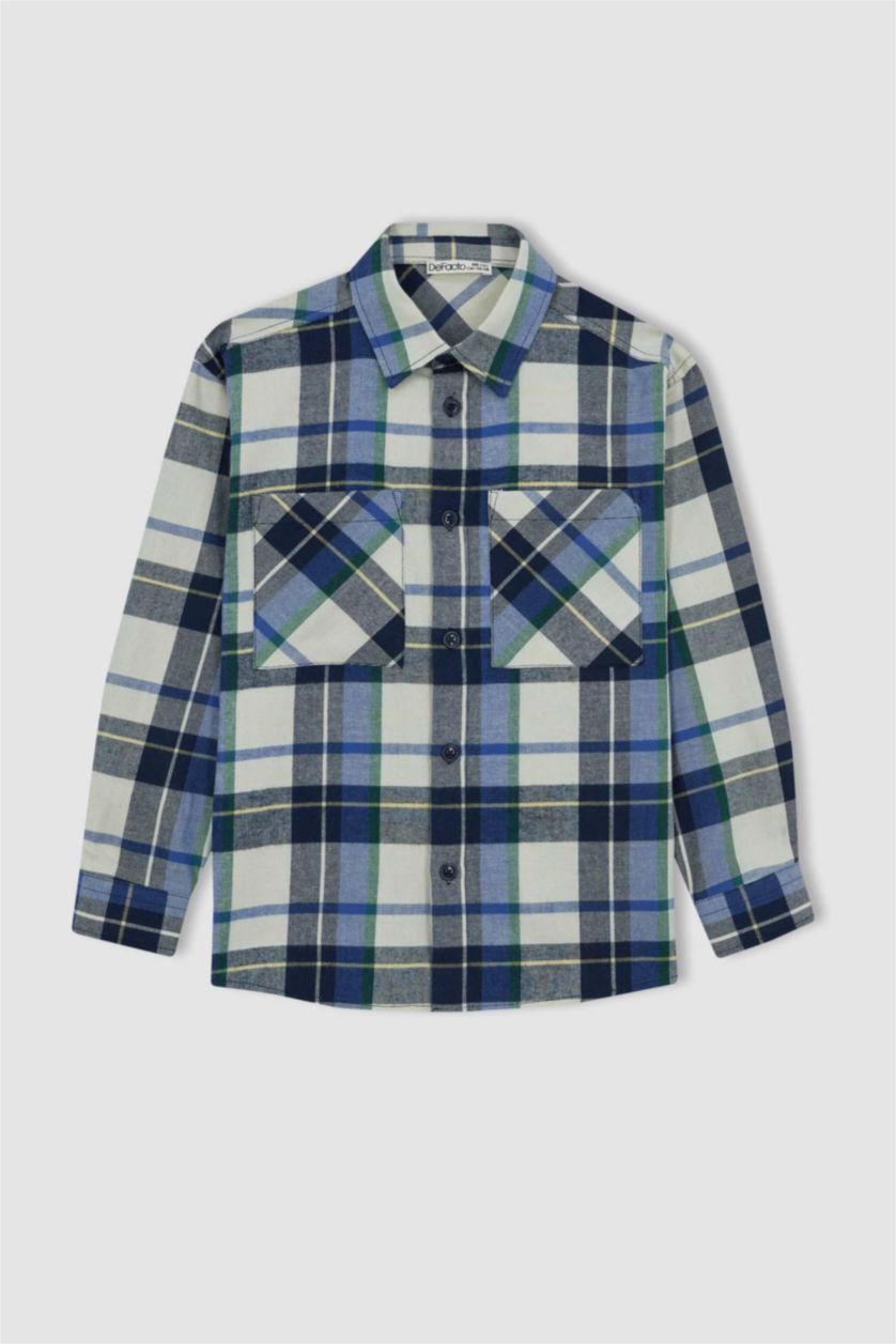 GARÇONS Marin Chemises à manches longues Flanelle Col Polo Garçon