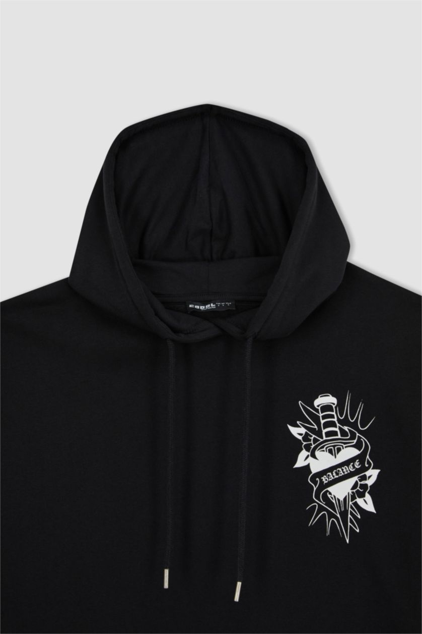 FEMME Noir Sweat- Shirt Coupe Oversize Imprimé