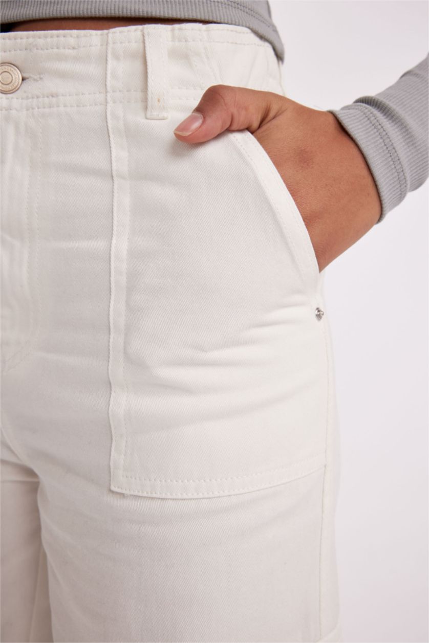 Женщины Бежевый Wide Leg Cargo из габардина
