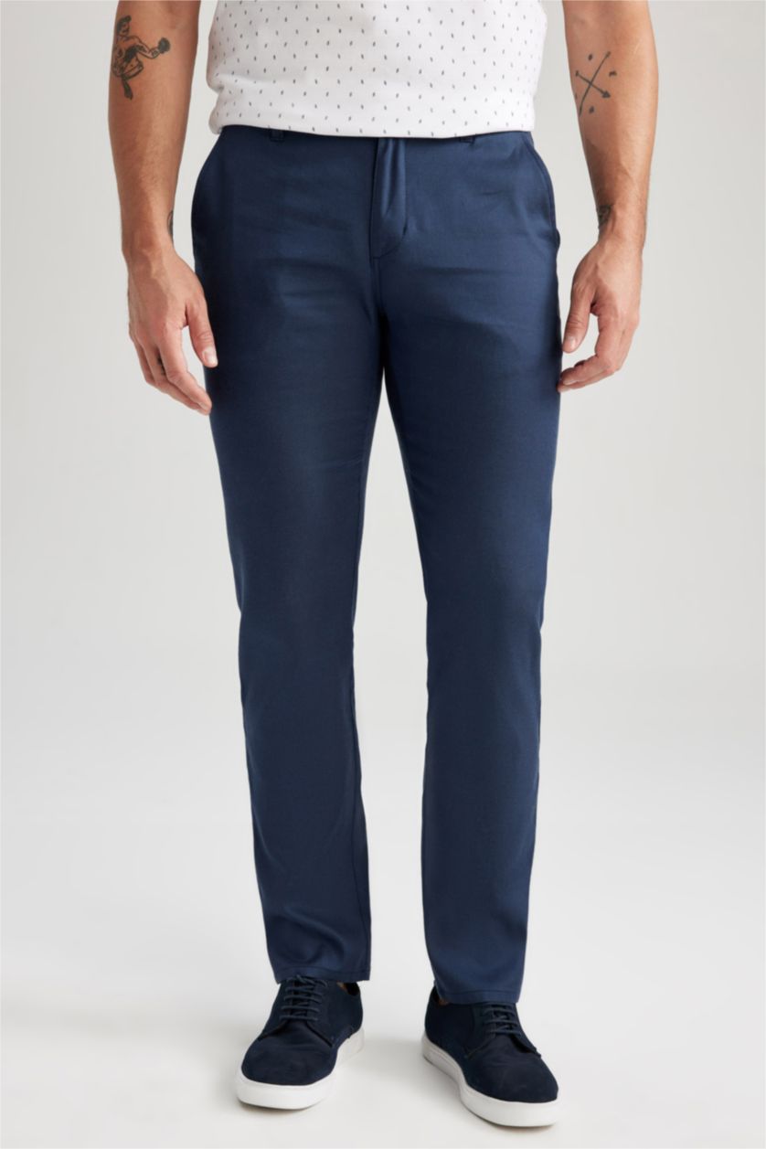 Erkek Lacivert Regular Fıt Pantolon