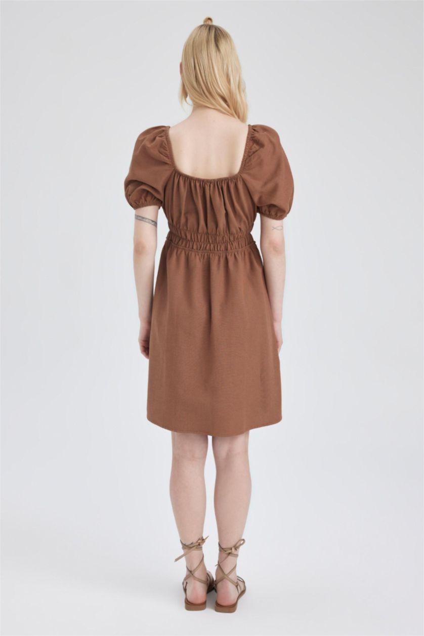 WOMAN Light Brown Linen Mini Dress