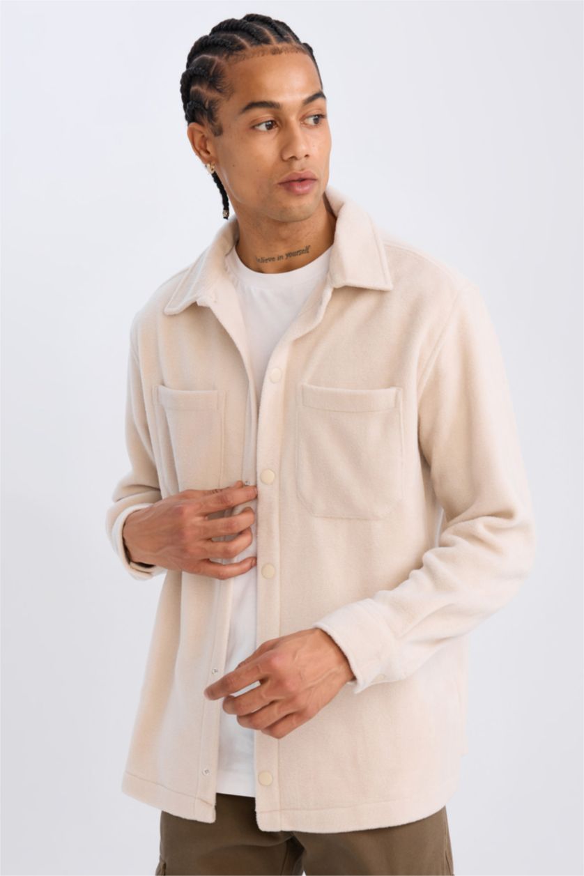 Erkek Taş Relax Fıt Polar Uzun Kollu Gömlek