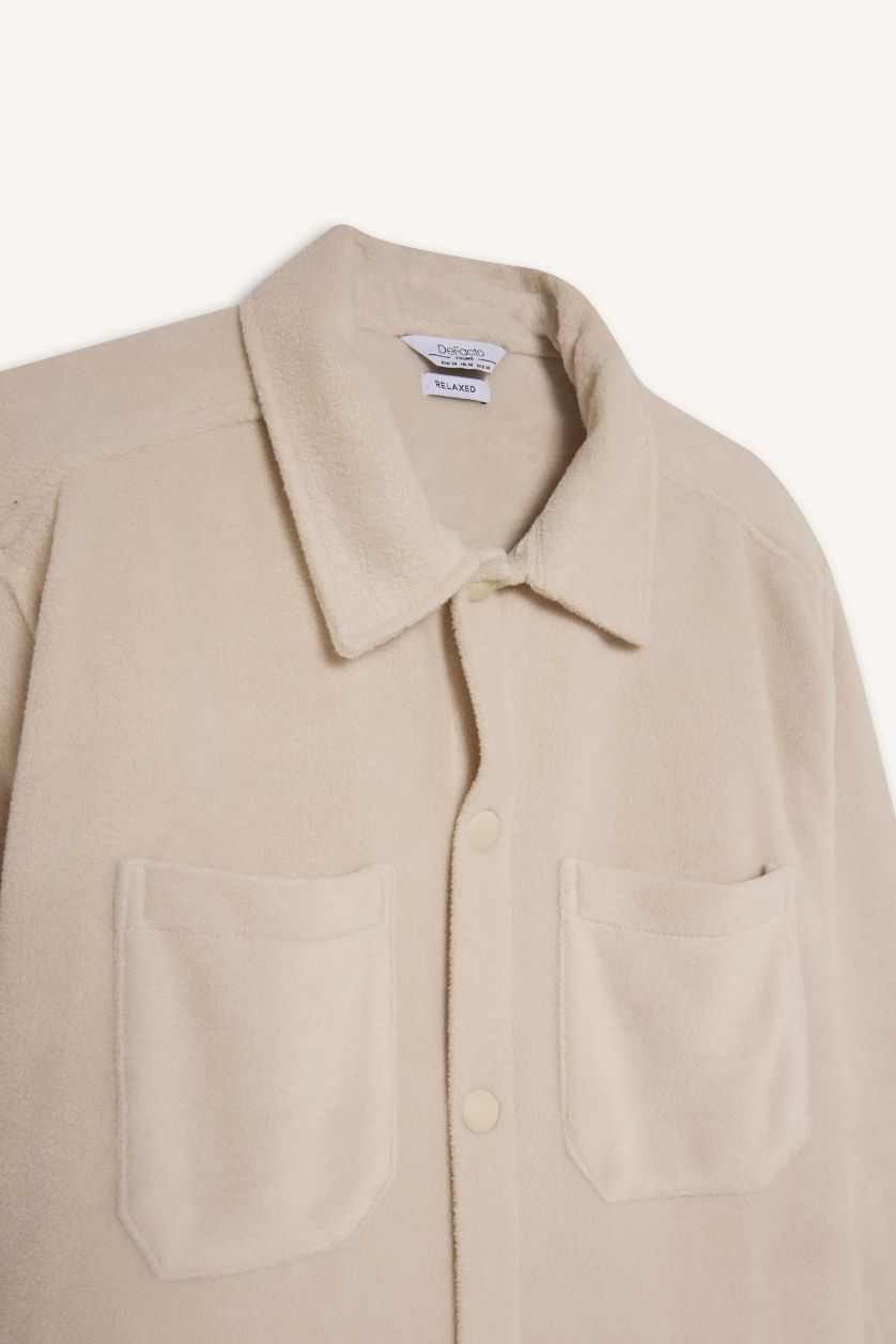 Erkek Taş Relax Fıt Polar Uzun Kollu Gömlek