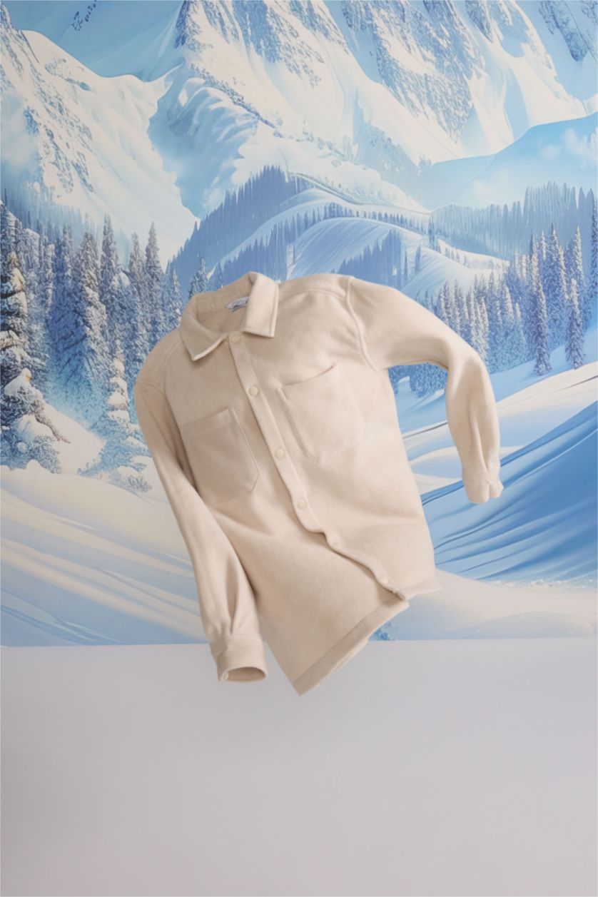 Erkek Taş Relax Fıt Polar Uzun Kollu Gömlek