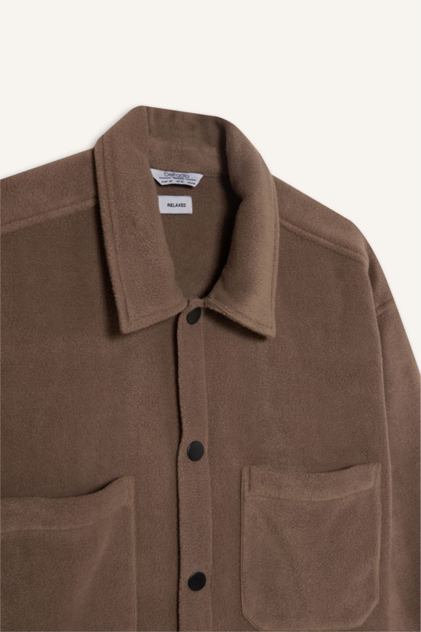 MAN Light Brown Relax Fit Long Sleeve Fleece Shirt