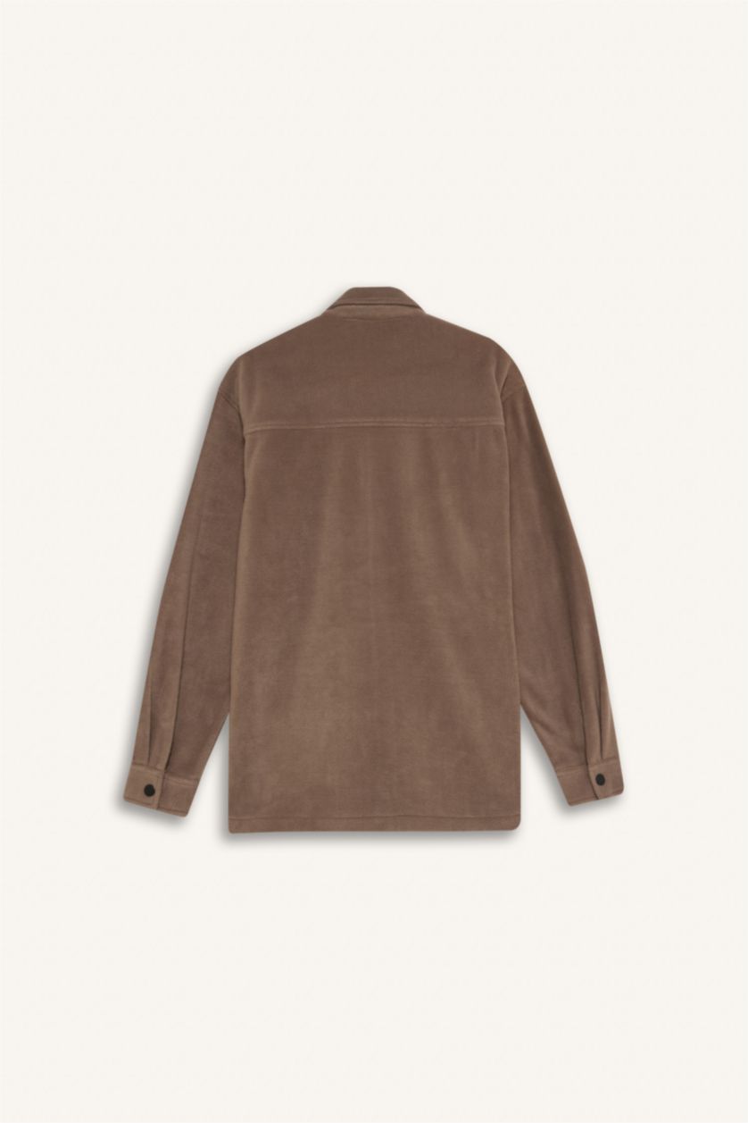 MAN Light Brown Relax Fit Long Sleeve Fleece Shirt