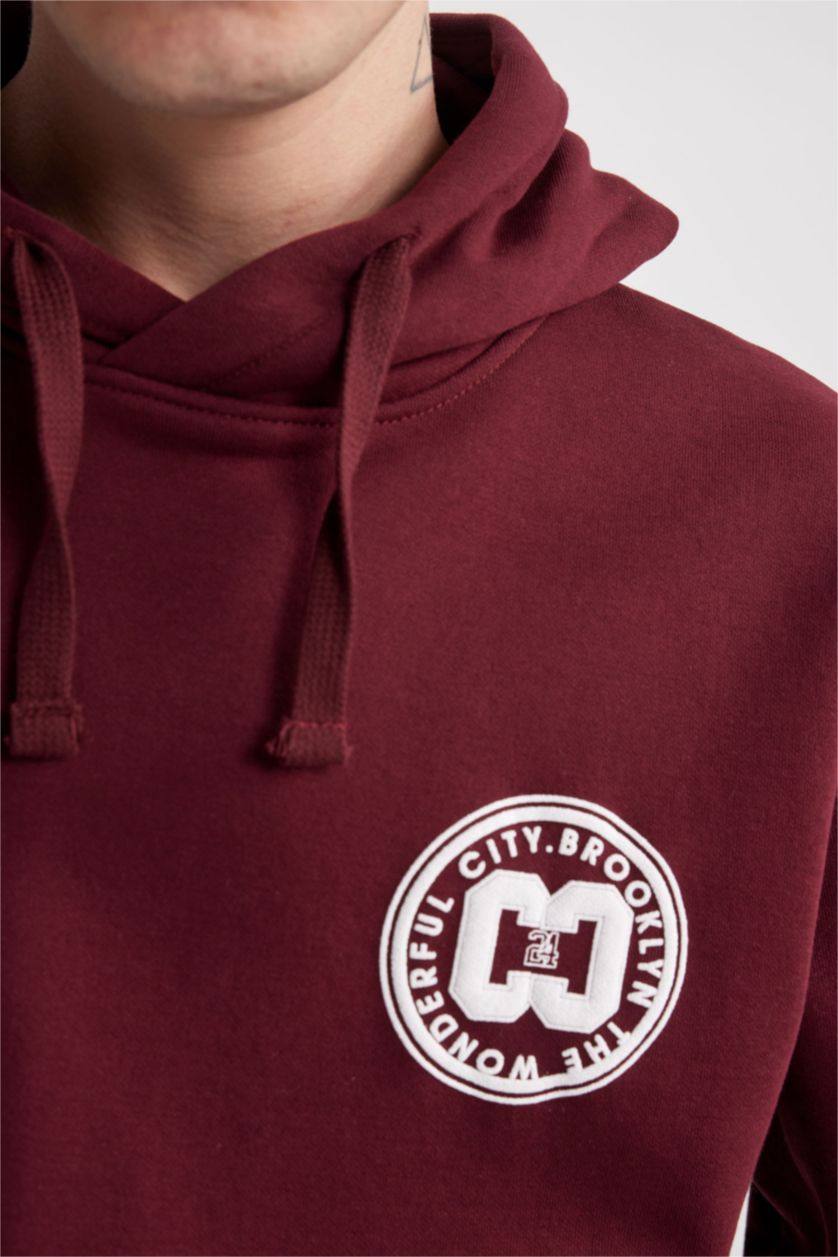 Чоловічий Бордовий Світшот оверсайз з капюшоном з принтом для чоловіків