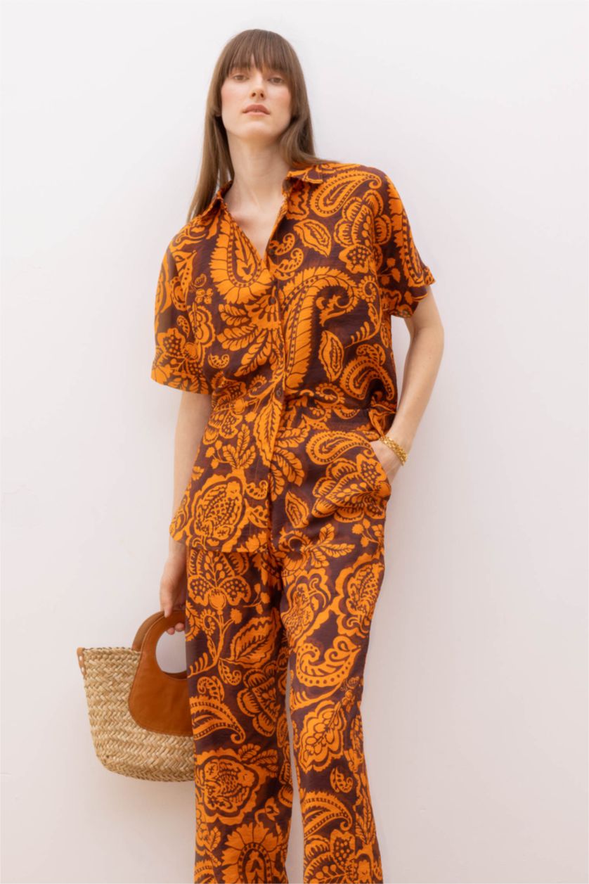 FEMME Orange Chemise À Manches Courtes