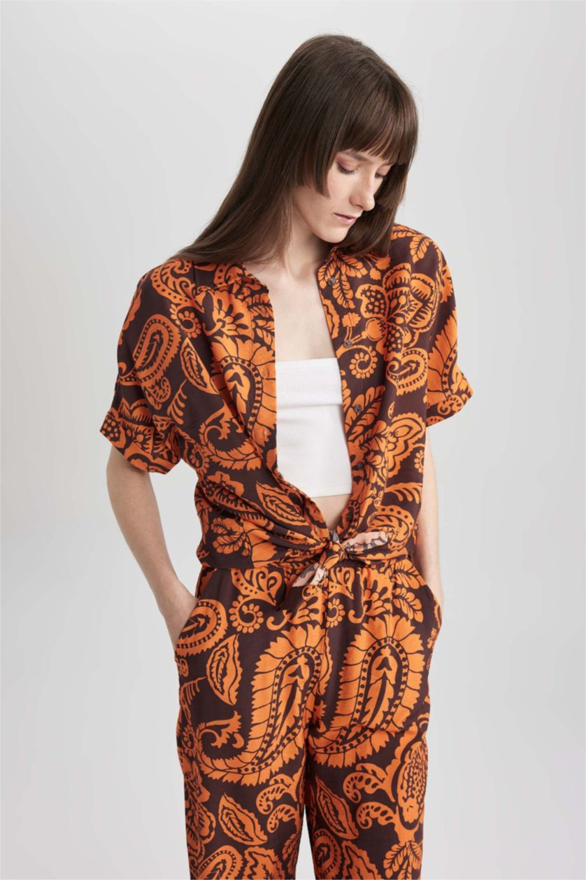 FEMME Orange Chemise À Manches Courtes