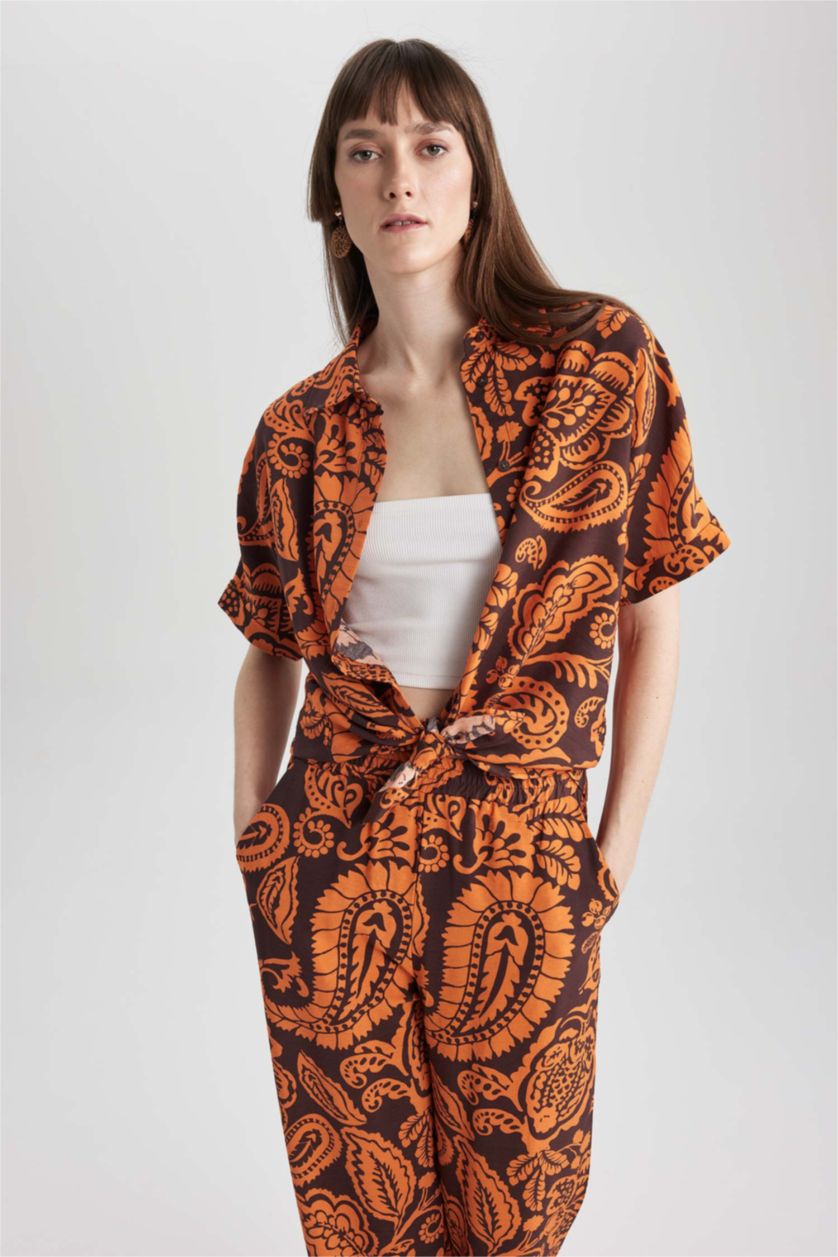 FEMME Orange Chemise À Manches Courtes