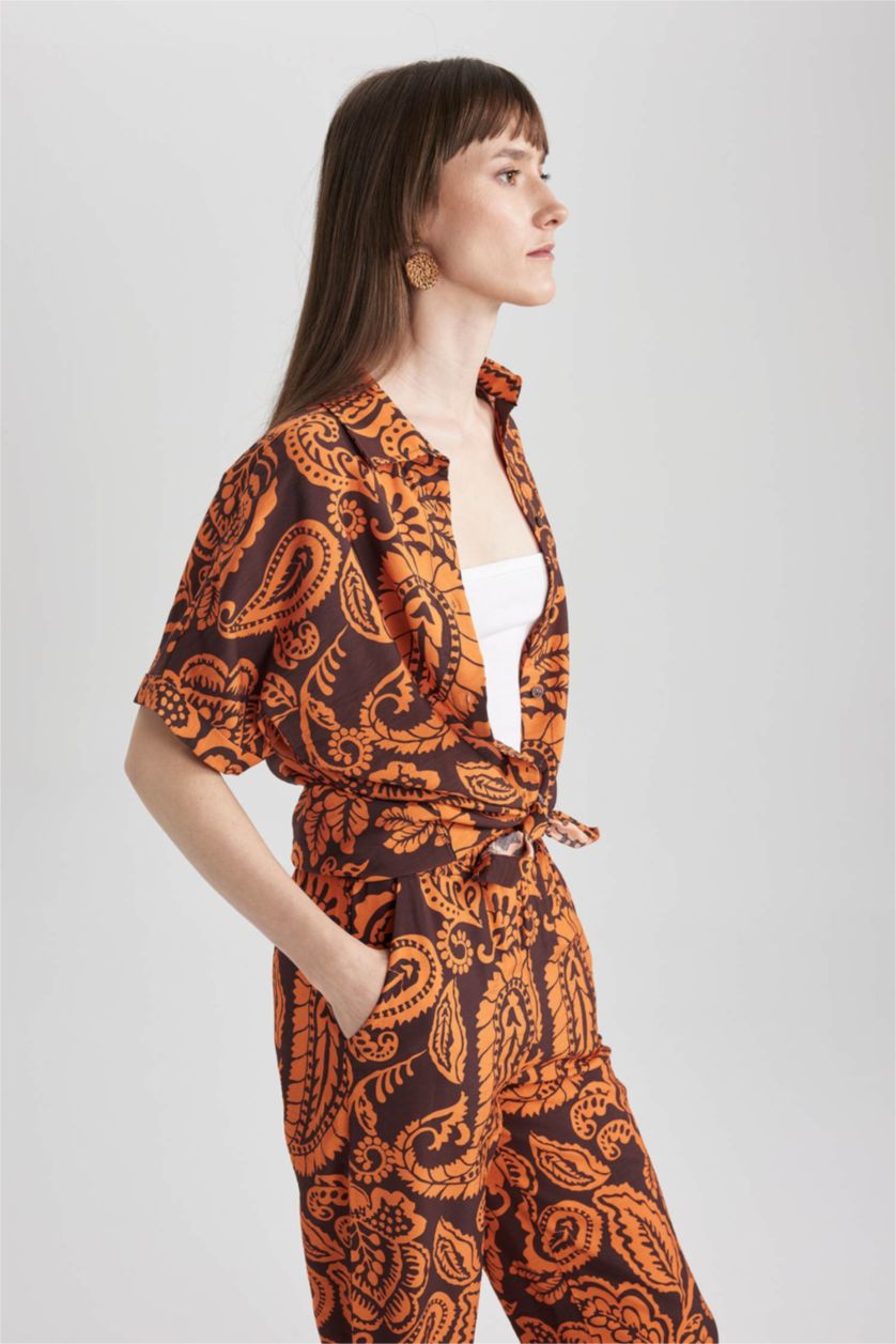 FEMME Orange Chemise À Manches Courtes