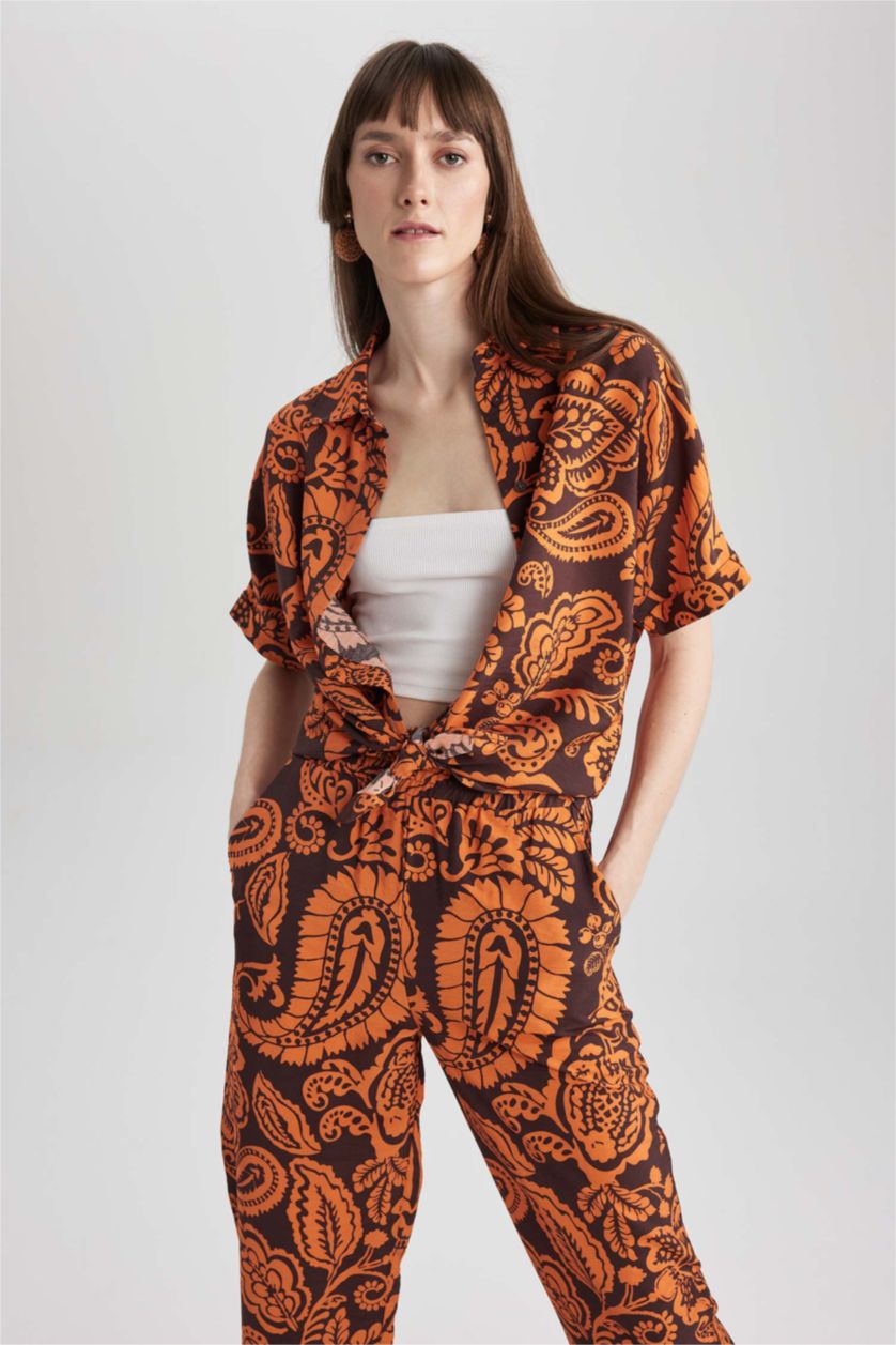 FEMME Orange Chemise À Manches Courtes