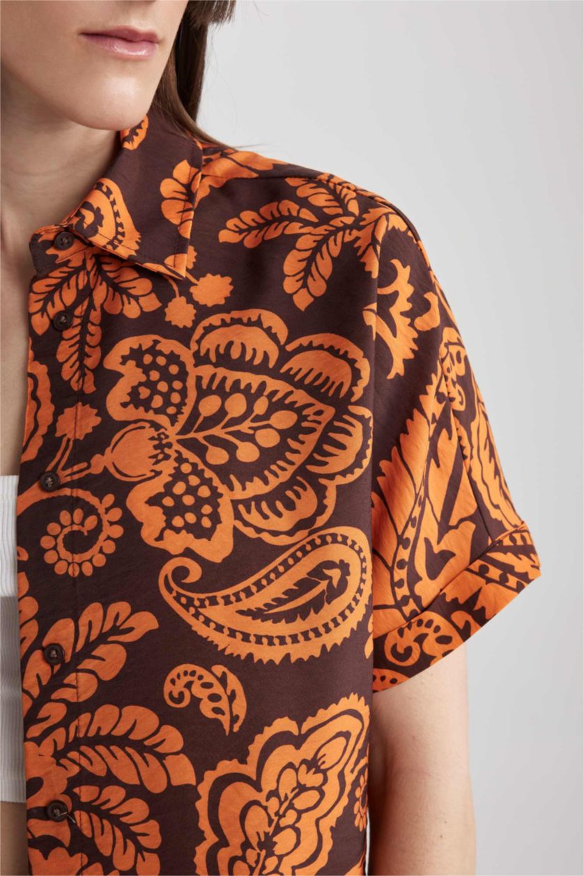 FEMME Orange Chemise À Manches Courtes