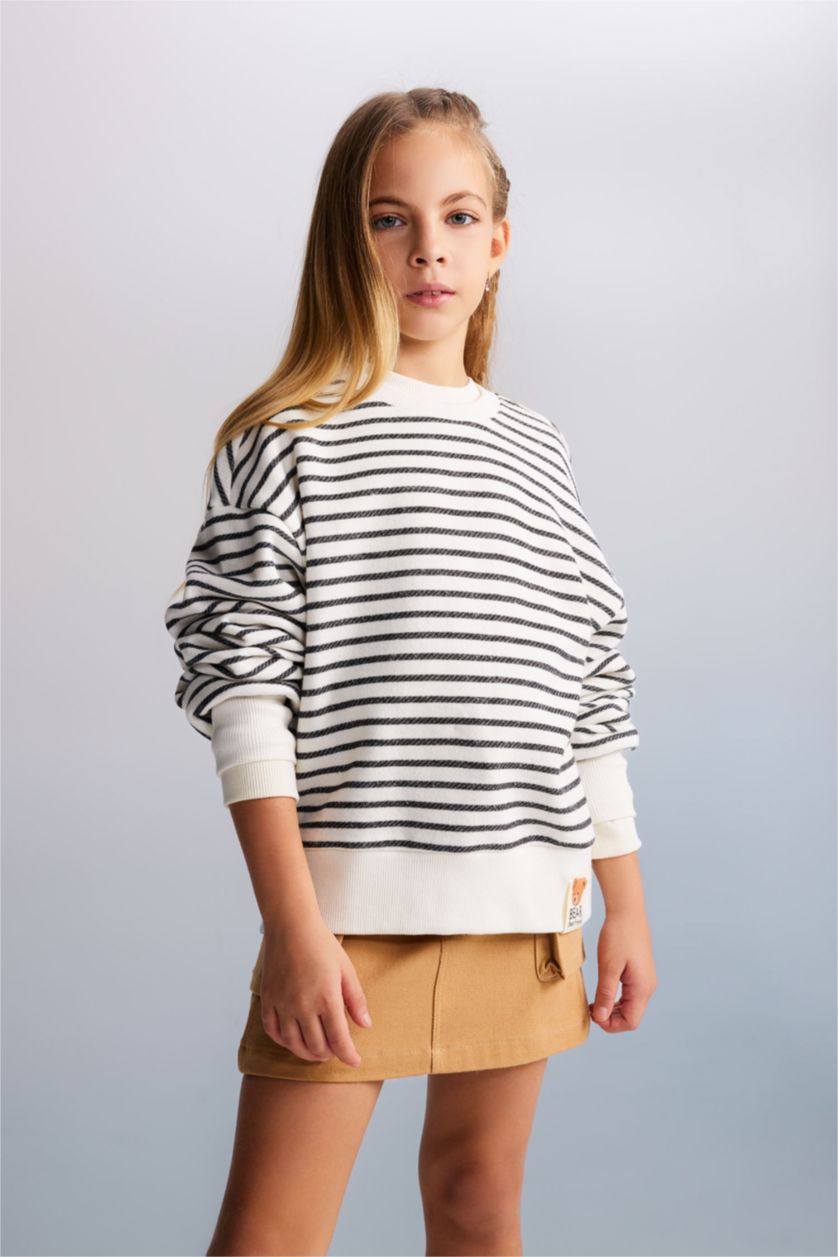 GIRLS & TEENS Ecru Regular Fit Crew Neck Sweatshirt