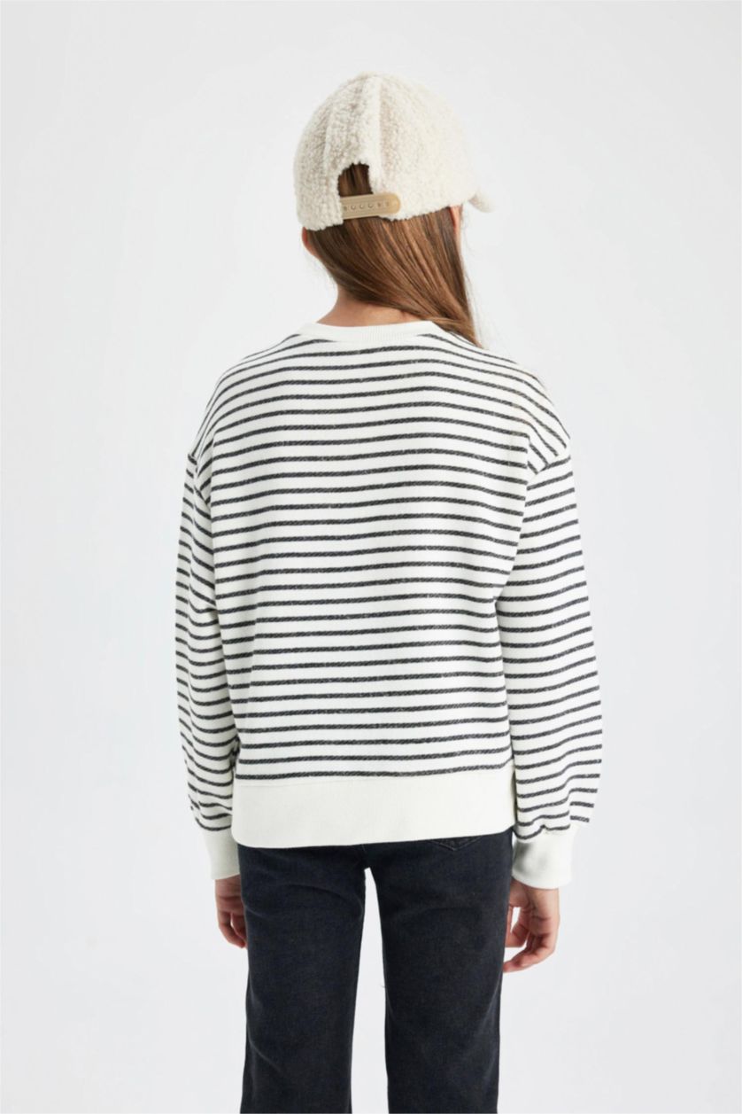 GIRLS & TEENS Ecru Regular Fit Crew Neck Sweatshirt