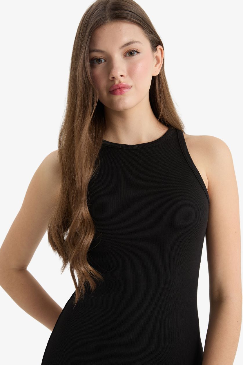 WOMAN Black Bodycon Halter Collar Camisole Maxi Dress