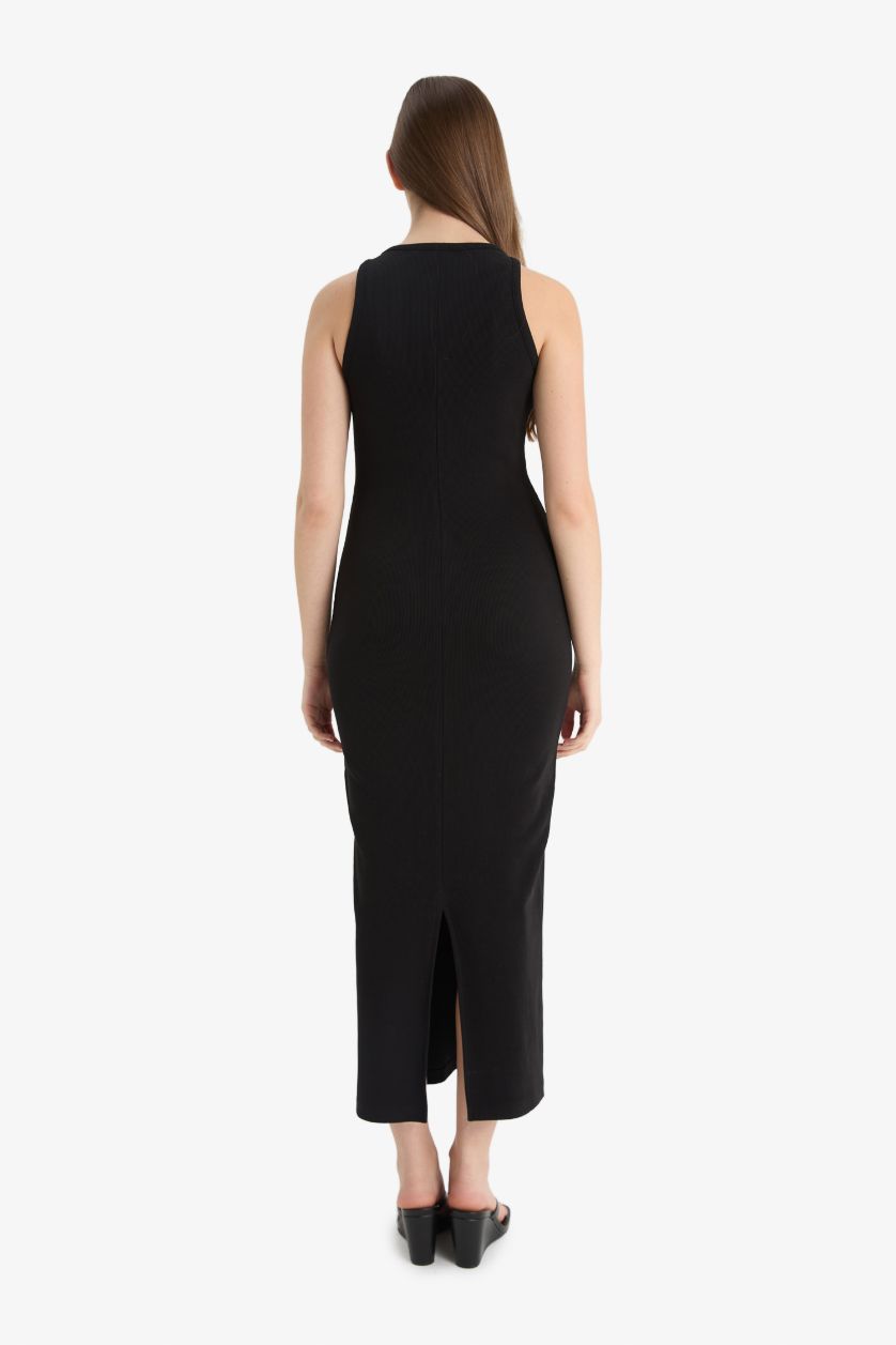 WOMAN Black Bodycon Halter Collar Camisole Maxi Dress