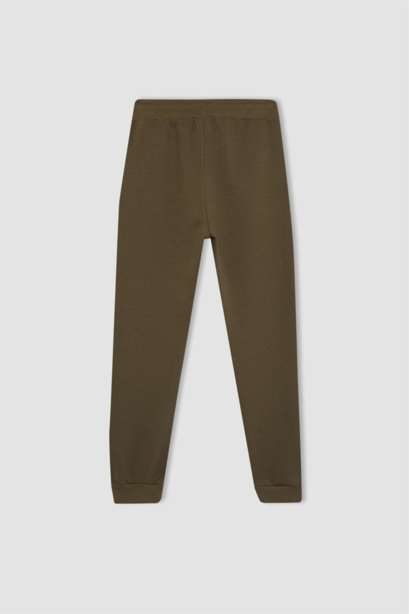 BOYS & TEENS Light Beige Melange Boy Printed Sweatshirt and Sweatpants 2 Piece Set