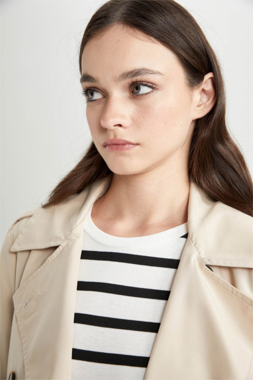 WOMAN Beige Waterproof Regular Fit Trench Coat