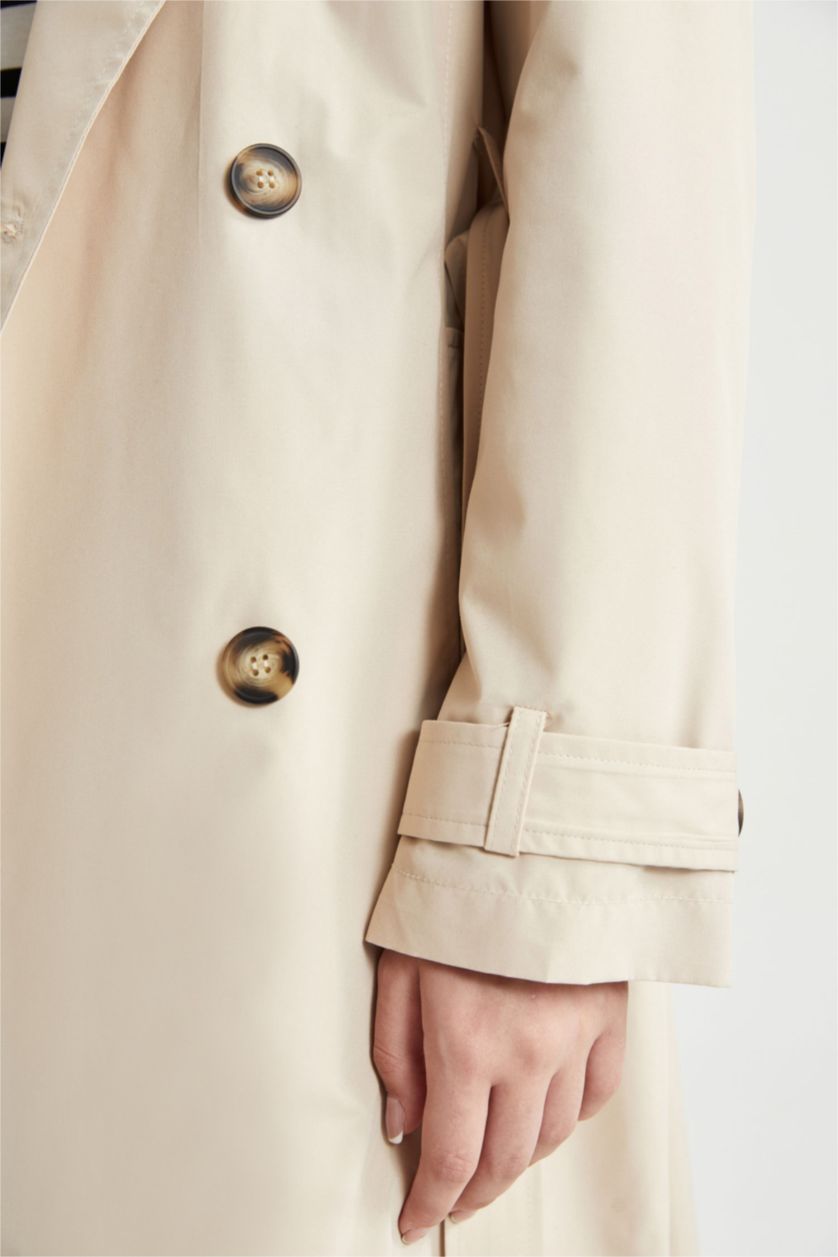 WOMAN Beige Waterproof Regular Fit Trench Coat