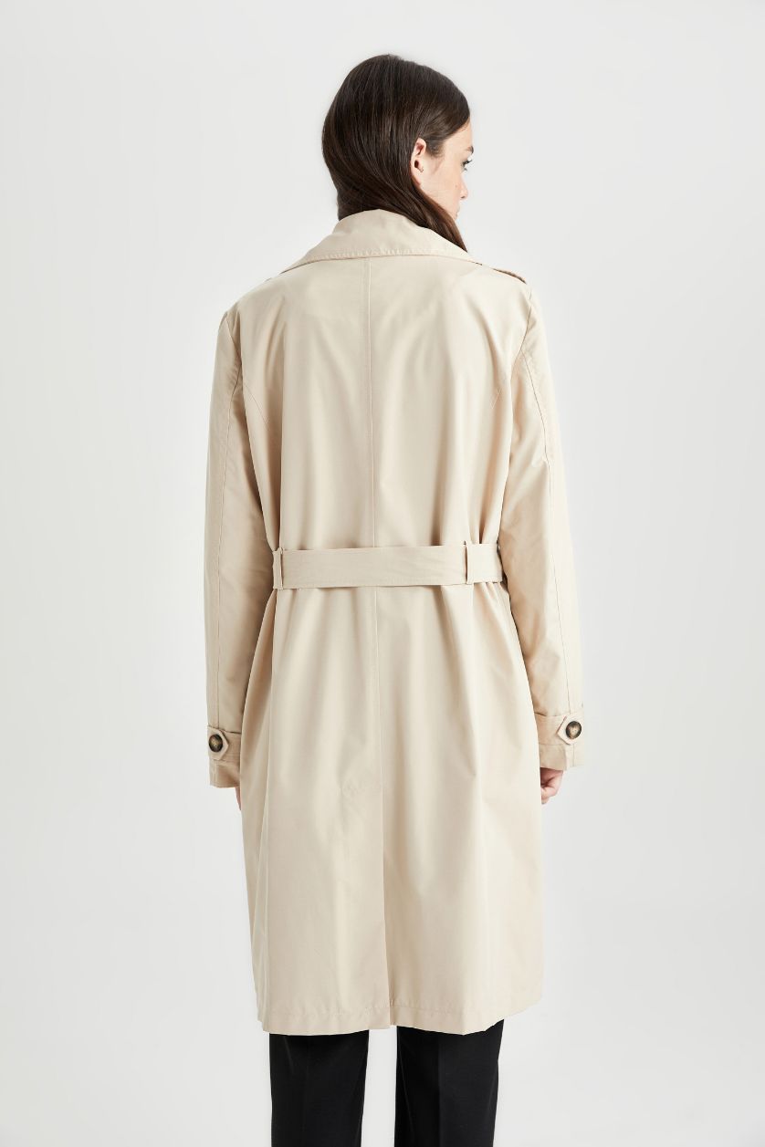 WOMAN Beige Waterproof Regular Fit Trench Coat