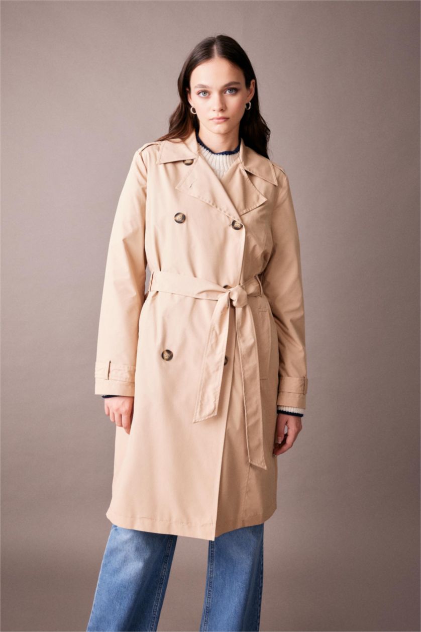 WOMAN Camel Waterproof Trenchcoat