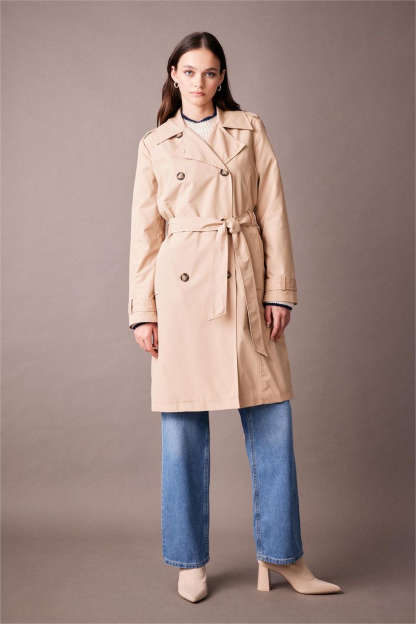WOMAN Camel Waterproof Trenchcoat