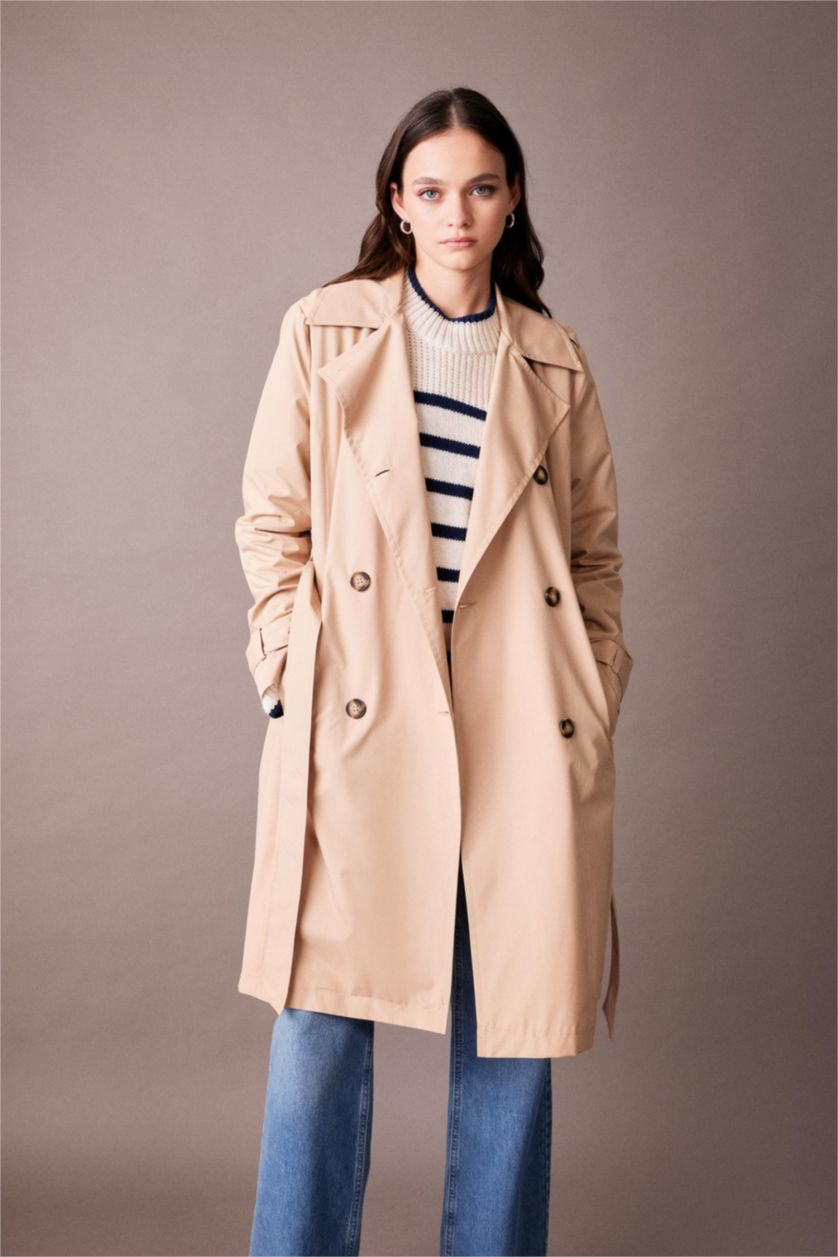 WOMAN Camel Waterproof Trenchcoat