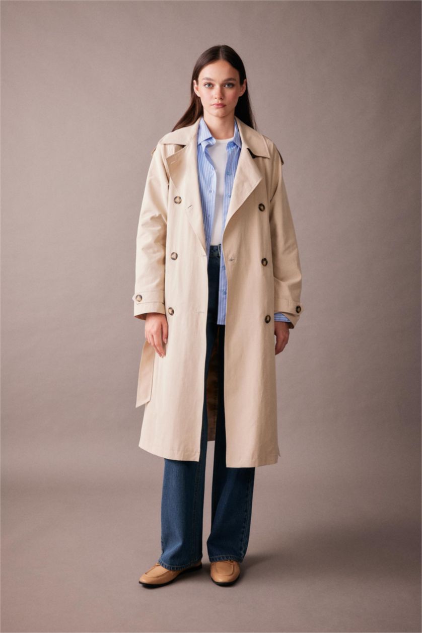 WOMAN Ecru Waterproof Relax Fit Trench Coat
