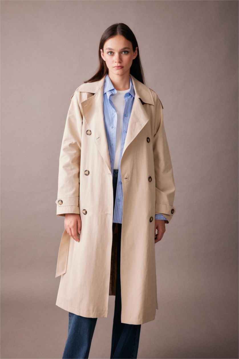 WOMAN Ecru Waterproof Relax Fit Trench Coat