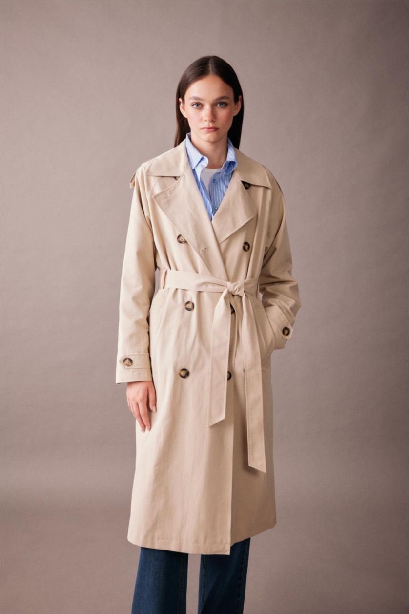 WOMAN Ecru Waterproof Relax Fit Trench Coat